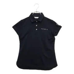 中古 レディース アンパスィ and per se 半袖ポロシャツ S 紺  ネイビー ドット 水玉