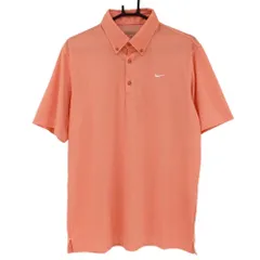 ★特価★【超美品】ナイキゴルフ 半袖ポロシャツ オレンジ×白 細ストライプ ボタンダウン DRIFIT メンズ LG ゴルフウェア NIKE