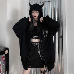 小悪魔　ビッグシルエット　パーカー　暗黒　病み系　チェーン付き
