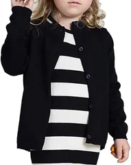 B-talk(ビートーク) KCA ベビー キッズ カーディガン 長袖 シンプル ニット 無地 子供服( ブラック,  130)