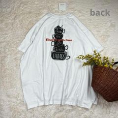 新品 ビッグTシャツ オーバーサイズ コーヒータイム 綿 ホワイト フリー