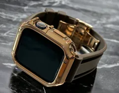 ローズゴールド&ブラウン　アップルウォッチ ラバーベルト カバー　ケース メンズ レディース 38mm 40mm 41mm 42mm 44mm 45mm　メンズ レディース Apple Watch スポーツバンド