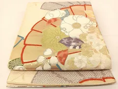 平和屋着物◎六通柄袋帯　唐織　辻ケ花　金糸　正絹　逸品　BAAT5934yc