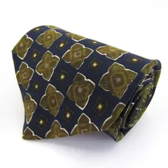 レノマ ブランド ネクタイ 小紋柄 ドット 幾何学模様 シルク イタリア製 メンズ ネイビー renoma 【中古】