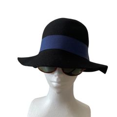 HATS＆DREAMS ウール100% ブラック ハット青リボン