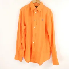 美品 Polo Ralph Lauren ポロラルフローレン RELAXED FIT リネンシャツ 1点 M リネン100％ 長袖 胸元刺繍あり 無地 レディース AK341A70 