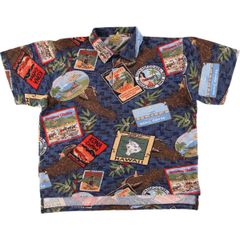 古着 レインスプーナー REYNSPOONER CHOICE SPORTSWEAR オールオーバープリント 半袖 ポロシャツ メンズXL相当/eaa574961
