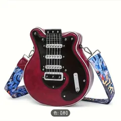 新品 ギター型クロスボディバッグ ショルダーバッグ トートバッグ バッグ ボディバッグ カバン バンド ロック メタル パンク グランジ レッド かっこいい おしゃれ ギター ストリート アメカジ アメリカン Y2K 珍しい レア 肩がけ USA 1点物