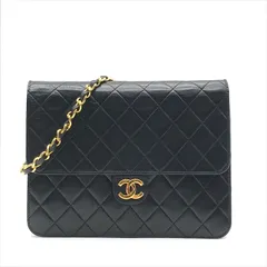 良品 CHANEL シャネル ココマーク マトラッセ プッシュロック ラムスキン チェーン ショルダー バッグ ブラック レディース a6830