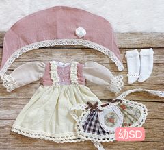 JANAYA ハンドメイド　幼SD服　ベジュー色ワンピース　4点セット