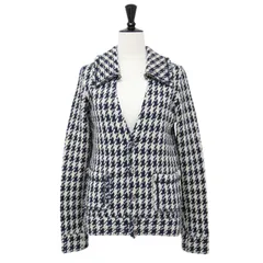 tricot COMME des GARCONS トリコ コム デ ギャルソン ジャケット ウール ニット ホワイト ネイビー FREE 千鳥格子柄 AD2003 アウター きれいめ カジュアル 個性的【レディース】のサムネイル