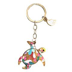 亀 幾何学 キーホルダー アニマル 動物 レディース 鍵 キーリング 海亀