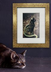 Japanese Luster 華03【インチ額】／猫　ねこ　特殊印刷　特殊紙　額装付き　グラフィックアート　インテリア