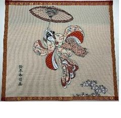 ジャガード織マット　No.29　日本の原景　鈴木春信　清水の舞台から飛ぶ美人　３０ｃｍｘ２７ｃｍ