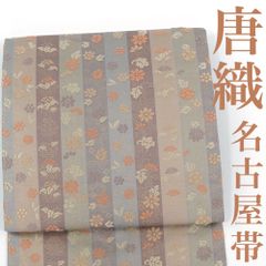 【リサイクル】 名古屋帯 唐織 金糸 花唐草 正絹 _ 高級 西陣 逸品 フォーマル 礼装 セミフォーマル お呼ばれ カジュアル おしゃれ着 洒落着 普段着 パーティ お正月 お茶会 お稽古 練習 八寸 九寸 春 秋 冬  仕立て上がり no3125f