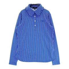 サイズ：M CALLAWAY キャロウェイ  襟フリル 長袖ポロシャツ ストライプ柄 ブルー系 [240101457336] ゴルフウェア レディース ストスト