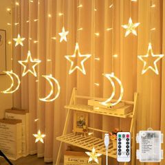 イルミネーションライト LED 3.5M 星 月 8種点灯モード カーテンライト 電池式 USB式 リモコン付 省エネ タイマー機能 高輝度 防水 雰囲気作り クリスマス 飾り 玄関 パーティー
