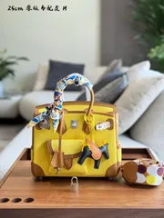 【今日特価】Hermes Birkin25 Cargo25 シルバークラスプ キャンバスミックス レモンイエロー