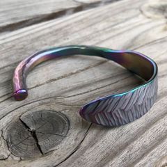 titanium bangle rainbow branch leaves 虹色枝の葉 バングル ブレスレット