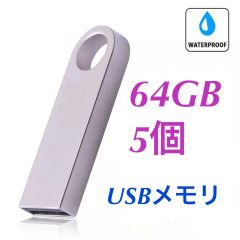 USBメモリ 64GB 5個 2.0規格 USBフラッシュドライブ 小型軽量