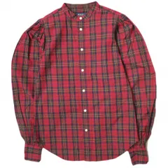POLO RALPH LAUREN ポロ・ラルフローレン ボリュームスリーブ タータンチェック バンドカラーチェックシャツ 0 レッド 長袖 ギャザー トップス g17955