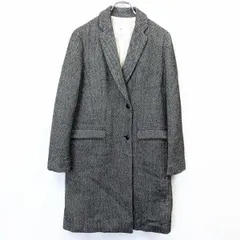 【中古】[印象AB] LOST DESSAU nano・universe ロストデッサウ ナノユニバース レディース 36 ブラック×ホワイト 黒×白 麻×毛など リネン×ウールなど チェスターコート ヘリンボーン 裏地付き 長袖のサムネイル