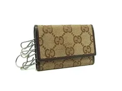 GUCCI グッチ GG柄 GGキャンバス×レザー 6連 キーケース 鍵入れ メンズ レディース ブラウン系 DJ5552