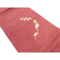 【Aランク美品】正絹 名古屋帯 作家物 白竹銘入り 手織り真綿紬 松模様 上質カジュアル帯