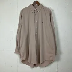 Ralph Lauren ラルフローレン YARMOUTH 無地 ワンポイントロゴ刺繍 長袖シャツ 古着 メンズ2XL相当 17  ボタンダウン ベージュ【f240219027】