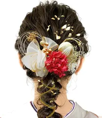 人気商品　網 リボン 手作り 和装 カスミソウ かすみ草 和玉 結婚式 袴 浴衣 七五三 卒業式 着物 振袖 アジサイ ヘッドパーツ 水引 H5206 成人式 ヘアアクセサリー 赤 組紐 髪飾り 髪飾り ドライフラワー 6色展開 [JZOON]