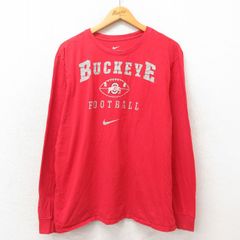 XL/古着 ナイキ NIKE 長袖 Tシャツ メンズ オハイオバックアイズ クルーネック 赤 レッド 25may21 中古