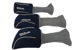 【美品】Wilson(ウィルソン) ヘッドカバー3点セット ネイビーグレー FW用 UT用 ゴルフ用品 2506-1038 中古