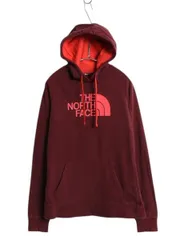 【お得なクーポン配布中!】 ノースフェイス プリント スウェット フード パーカー レディース М / プルオーバー トレーナー 裏起毛 アウトドア 薄手 ツートン エンジ