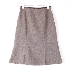 インディヴィ スカート フレア 膝丈 ツイード ウール混 ボトムス 日本製 レディース 38サイズ ブラウン INDIVI 【中古】