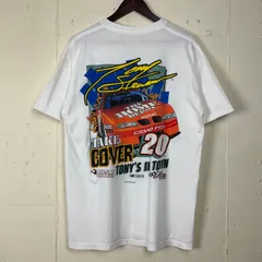 USA製 90年代 90s Tony Stewart 両面プリント レーシング Tシャツ 古着 メンズL ホワイト 白 バックプリント NASCAR ナスカー ヴィンテージ ビンテージ【f240321011】