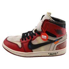 NIKE (ナイキ) ×OFF-WHITE THE 10 AIR JORDAN 1 CHICAGO AA3834-101 オフホワイト ザテン エアジョーダン1 シカゴ ハイカットスニーカー US8.5/26.5cm ホワイト/レッド