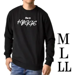 スウェットトレーナー 《hygge柄：ブラック》 新品 未使用 裏起毛 スエット アメカジ クルーネック フリース 刺繍 プリント 【X1C】【ゆうパケット】 ファッション メンズ トップス