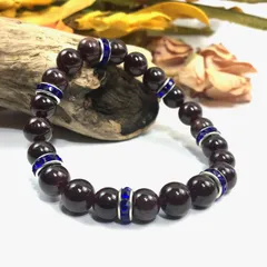 パワーストーン ブレスレット ガーネット 天然石ブレス （ダークブルー）レディース 女性  数珠ブレス 開運 プレゼント ギフト  [n]