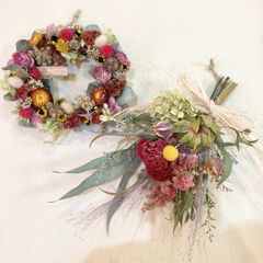 秋カラー リース&スワッグ⭐︎ドライフラワーリース スワッグ2点セット