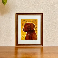 新品☆額縁付アートポスター☆犬の絵☆Chocolate Lab (NEW)☆チョコレートラブ☆インテリア☆動物病院／店舗様必見◆壁掛け☆111