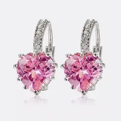 再入荷！　フープピアス　ピンクサファイア　純銀　プレゼント　ハート　S925