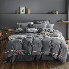 寝具カバーセット コットン 布団かばー ベットカバー オーガニックコットン洗いざらしの綿100% 洗い替え 速乾 3点セット 防ダニ シングル おしゃれ グレー 布団カバー 柄