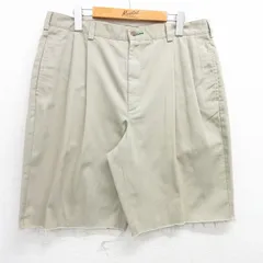 W35/古着 トミーヒルフィガー ブランド ショート チノ パンツ ショーツ チノパン メンズ 90s ワンポイントロゴ コットン ベージュ カーキ 2