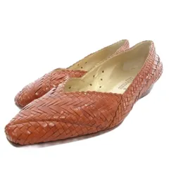 ジャンニヴェルサーチ ヴェルサーチェ GIANNI VERSACE フラットパンプス Vカット レザー スクエアトゥ 37 茶 ブラウン /JS ■GY14のサムネイル