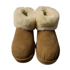 ◆未使用品◆アグ UGG ショートブーツ 25cm 1106757 クラシック ミニ フラッフ ムートン ライトブラウン レディース 靴 US8 kyX17227N