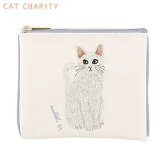 ★在庫処分セール対象★ ＜キャットチャリティ＞ フラットポーチ 白猫 GPO0276-G