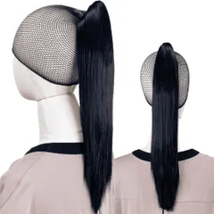 Luce brillare ポニテールウィッグ クリップ ストレート エクステ レディース ウィッグ グラデーション ハイライト ロング 短い 30cm 40cm 50cm 60cm 耐熱 子供 キッズ 髪飾り カラフル  [ナチュラルブラック] [40cm]