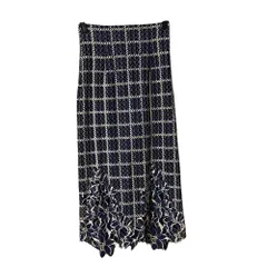 美品 23AW SNIDEL スナイデル バイカラー Iライン レーススカート 0 ネイビー レディース 古着 中古 USED