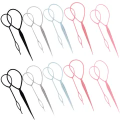 新品 OKAWASI くるりんぱ スティック 5色計10セット ヘアアレンジ アレンジスティック 大・小 各2点入り 機能 プロ 初心者 サロン(マカロン色)