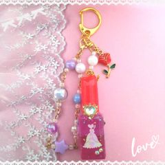 ☆立体リップスティックのキーホルダー、バッグチャーム☆　〜むらさき〜